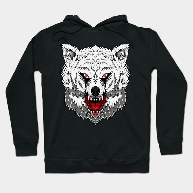 White Wolf Head Intimidation Hoodie by AllSparkRunity